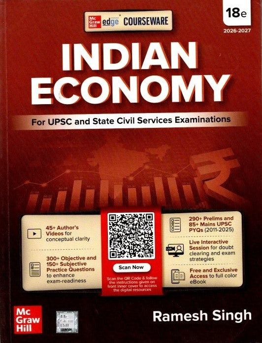 Indian Economy Courseware, 18e by Ramesh Singh for UPSC 2026 | 290+ Solved Online Prelims PYQs (2011-2025) | 85+ Online Mains PYQs (2011-2025) | 45+ Author Videos | Economic Survey & Union Budget