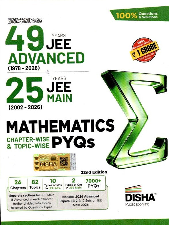 Disha Combo (3 Books) Errorless 49 Years JEE Advanced (1978 - 2026) & 25 Year JEE Main (2002 - 2026) PHYSICS, CHEMISTRY & MATHEMATICS Chapter-wise & Topic-wise PYQs 22nd Edn | For JEE Main & Adv 2027