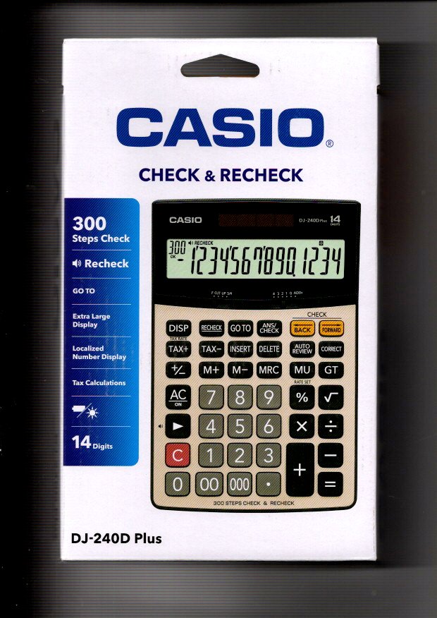 Casio DJ-240D Plus 300 Steps Check and Correct Premium Desktop Calculator with Metallic faceplate & Bigger Screen/Keys (14 Digit)