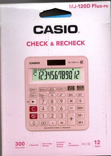 Casio MJ-120D Plus 300 Steps Check and Correct Desktop Calculator with Bigger Screen/Keys (12 Digit)