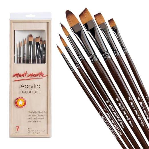 Mont Marte Acrylic Brush Set - 7 Pieces (Multicolor)