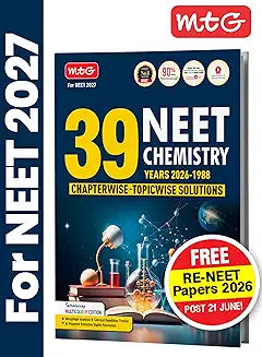 MTG NEET PYQ 39 Years Chemistry Book For 2026-2027 Exam | Chapterwise Topicwise Solved Question Papers |