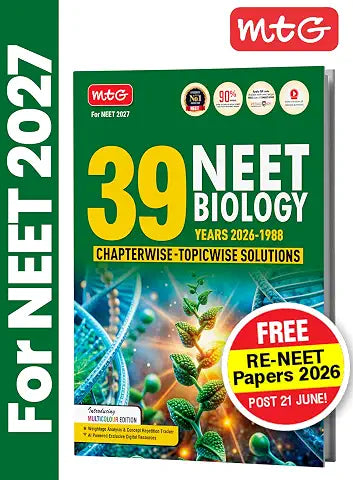 MTG NEET PYQ 39 Years Biology Book For 2026-2027 Exam | Chapterwise Topicwise Solved Question Papers |