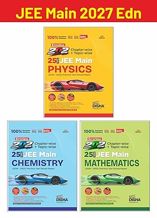 Disha Combo (3 Books) Errorless 202 Physics,Chemistry & Mathematics Chapter-wise & Topic-wise 25 Year JEE Mains Previous Year Solved Papers (2026 - 2002) 10th Edn
