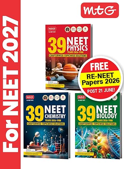 MTG NEET PYQ 39 Years Physics, Chemistry & Biology Book For 2026-2027 Exam (Set of 3)